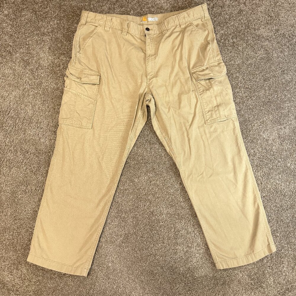Carhartt Cargo Pants Relaxed Fit Mens 44x30 Tan Straight Leg Workwear Canvas